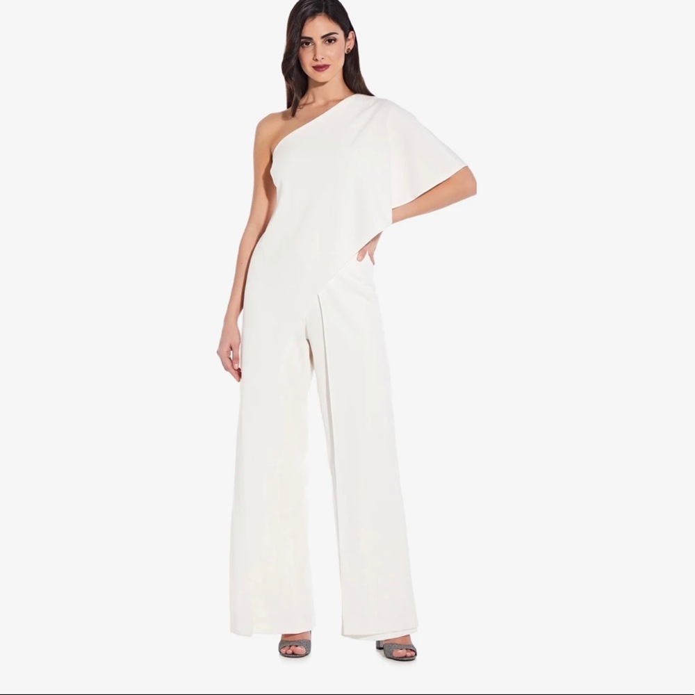 Adrianna Papell Flutter One Shoulder Jumpsuit